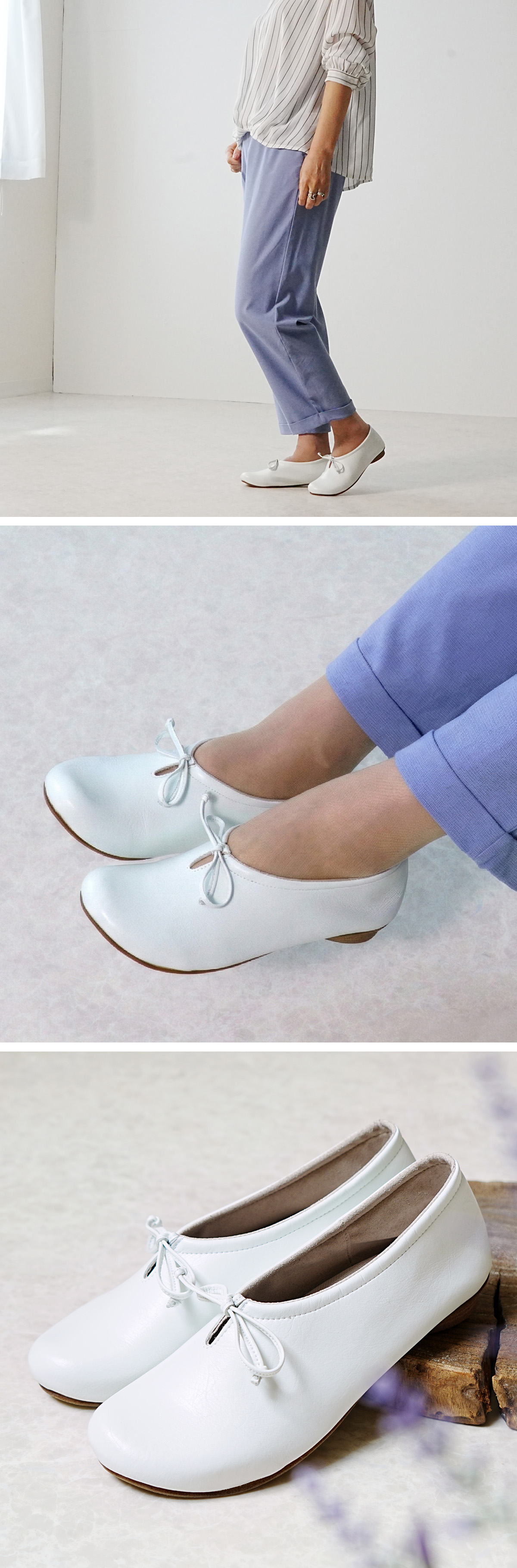 スリッポン バレエシューズ リボン 軽量 歩きやすい 痛くない