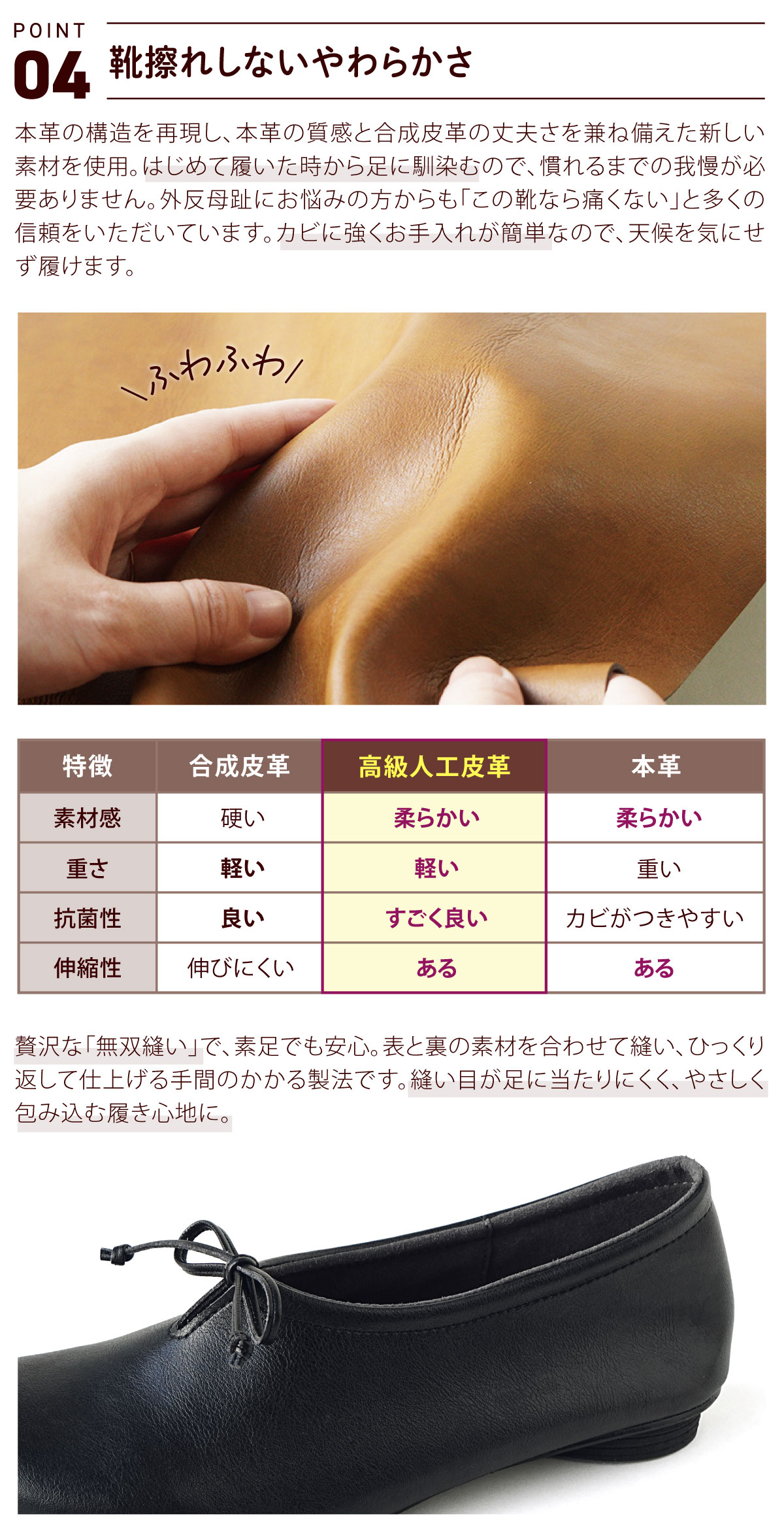 スリッポン バレエシューズ リボン 軽量 歩きやすい 痛くない