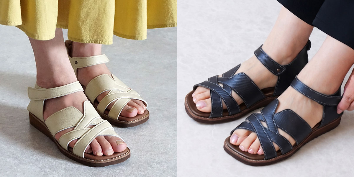 サンダル レディース 歩きやすい 痛くない クロス ストラップ マジック