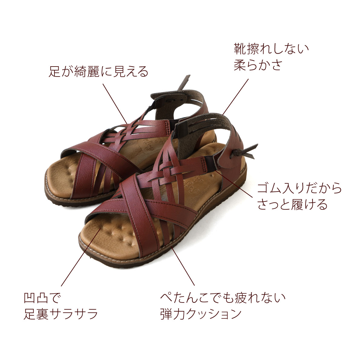 サンダル レディース 歩きやすい 痛くない メッシュ コンフォート 外反母趾 痛くない 旅行 エスニック アジアン 編み上げ