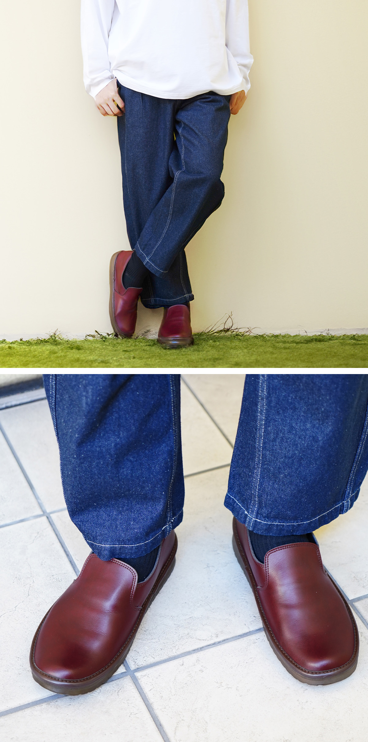 メンズ フラットシューズ スリッポン 靴 柔らかい 歩きやすい 疲れにくい コンフォートインソール ヴィーガンレザー 軽量 立ったまま 手を使わず 履ける 楽に履ける ハンズフリー シンプル 仕事 日本製 デコ MDECO
