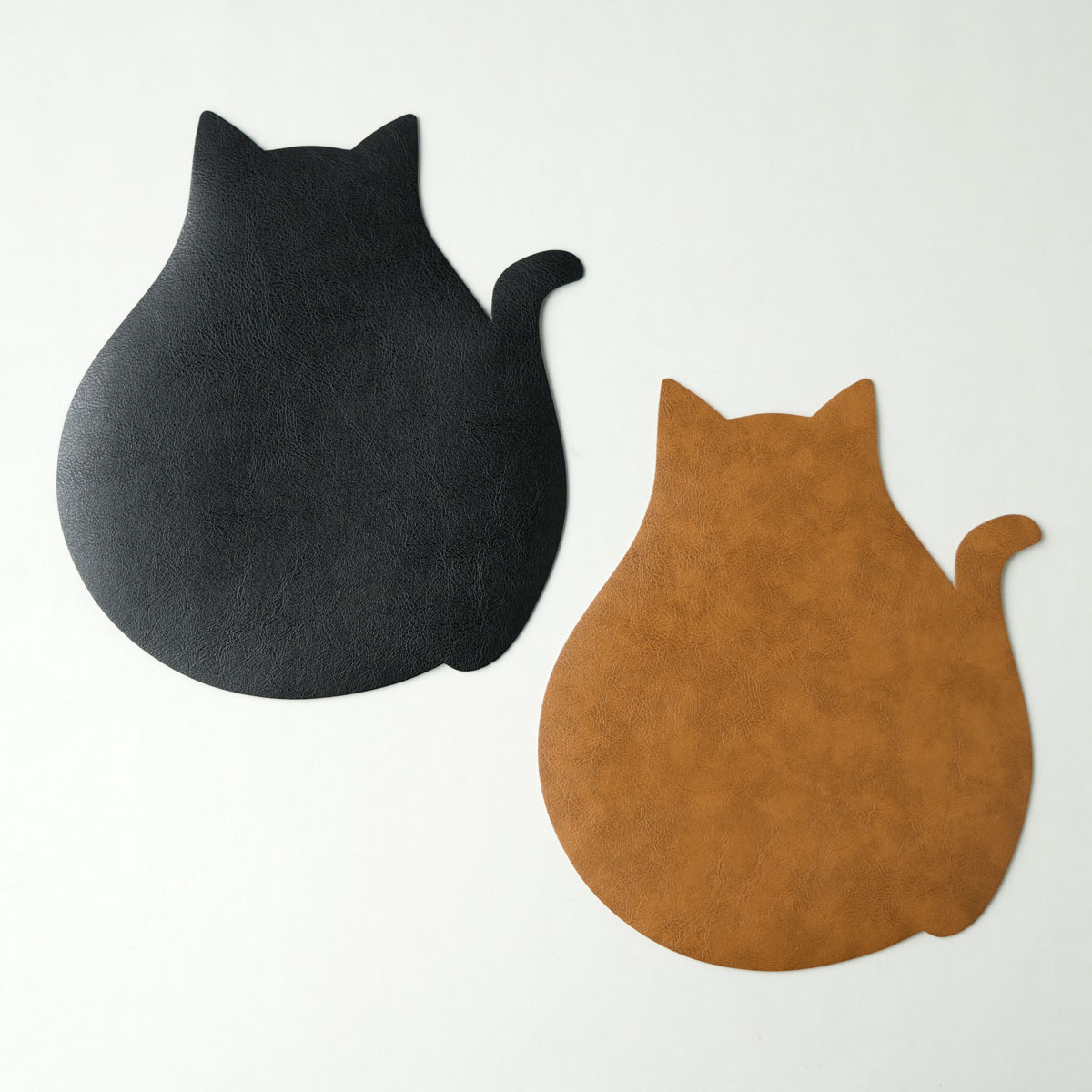 マウスパッド 猫 ねこ ネコ 可愛い アニマル コースター ランチョンマット おしゃれ かわいい 無地 シンプル ヴィーガンレザー 本革の構造を再現 日本製