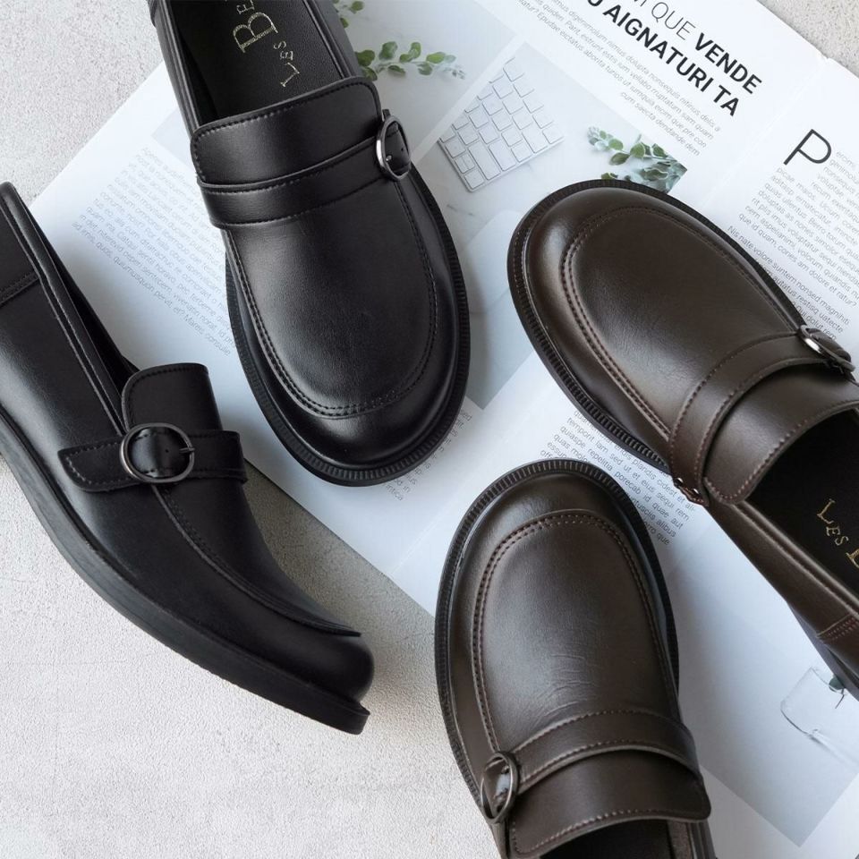 靴ずれから解放 やわらかベルトローファー 学生靴 通学 通勤 冠婚葬祭