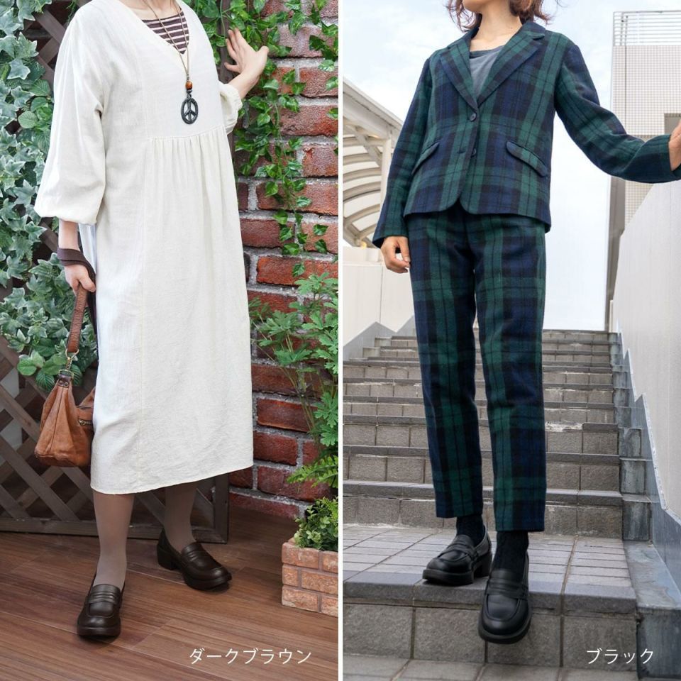 厚底ローファー コインローファー ヒールローファー 5cmヒール